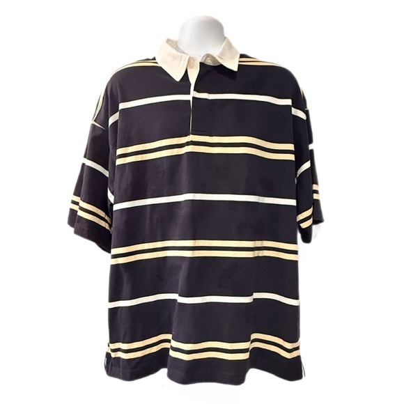 NWT H&M Oversized Vintage Vibes Short Sleeve Rugby Polo Shirt Size - Large - Picture 1 of 11